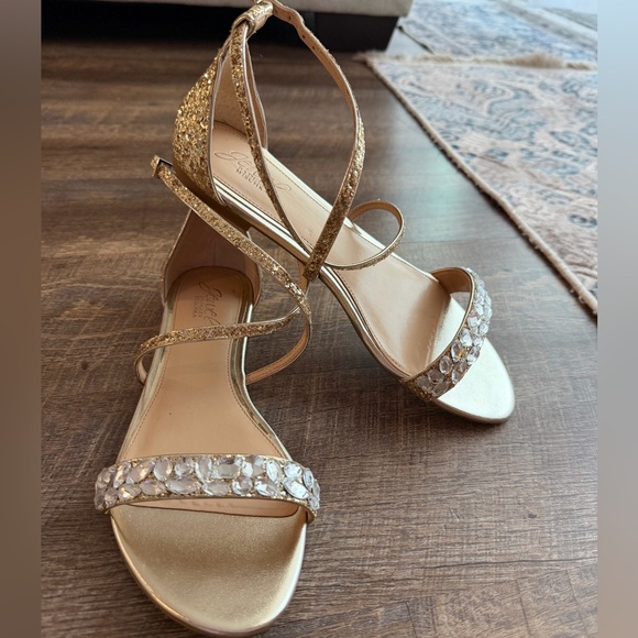Jewel Badgley Mischka Shoes - Jewel Badgley Mischka Gold Embellished Flat sandals